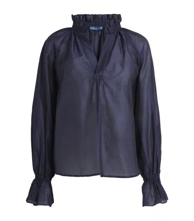 Polo Ralph Lauren Organza Blouse In Blue