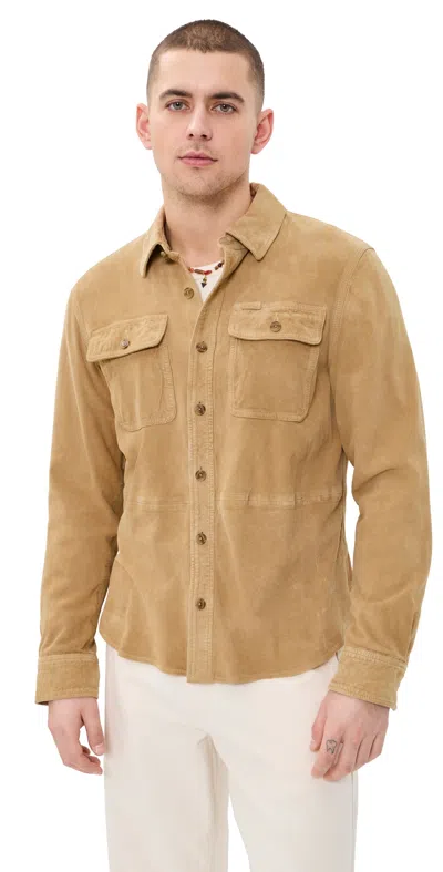 Polo Ralph Lauren Original Label Lightweight Goat Suede Jacket Berkshire Tan In Brown