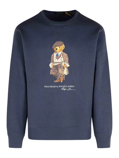 POLO RALPH LAUREN ORSO SWEATSHIRT IN BLUE COTTON BLEND
