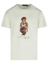 Polo Ralph Lauren White Polo Bear T-shirt Custom Slim-fit In Yellow