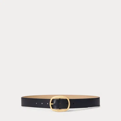 Polo Ralph Lauren Oval-buckle Leather Belt In Black