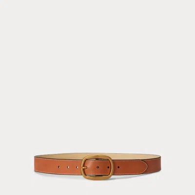 Polo Ralph Lauren Oval-buckle Leather Belt In Gold