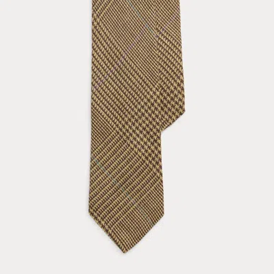 Polo Ralph Lauren Overcheck Glen Plaid Linen Tie In Brown