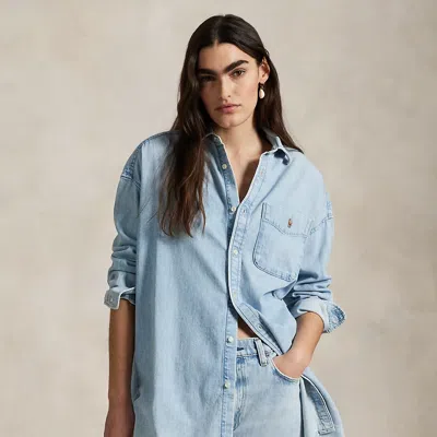 Polo Ralph Lauren Oversize Cotton Denim Shirt In Soria Wash