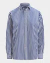 Polo Ralph Lauren Oversize Fit Striped Cotton Shirt In 1323 Fall Royal White