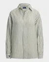 Polo Ralph Lauren Oversize Fit Linen Shirt In Green