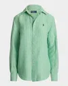 Polo Ralph Lauren Oversize Fit Linen Shirt In 1818a Green White