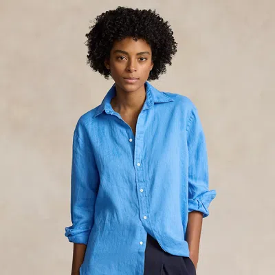 Polo Ralph Lauren Oversize Fit Linen Shirt In Blue