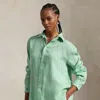 Polo Ralph Lauren Oversize Linen Button-up Shirt In Essex Green