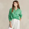 Polo Ralph Lauren Oversize Fit Linen Shirt In Green