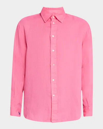 Polo Ralph Lauren Oversize Fit Linen Shirt In Hot Fuchsia