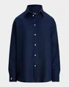 Polo Ralph Lauren Oversize Fit Linen Shirt In Newport Navy