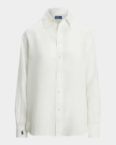 Polo Ralph Lauren Oversize Fit Linen Shirt In White