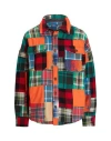 Polo Ralph Lauren Patchwork Long Sleeve Button Down In Orange