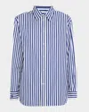 Polo Ralph Lauren Oversize Fit Striped Cotton Shirt In 1323 Fall Royal White