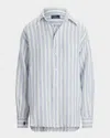 Polo Ralph Lauren Oversize Fit Striped Linen Shirt In Blue