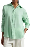 Polo Ralph Lauren Oversize Linen Button-up Shirt In Essex Green