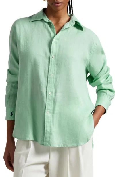 Polo Ralph Lauren Oversize Linen Button-up Shirt In Essex Green