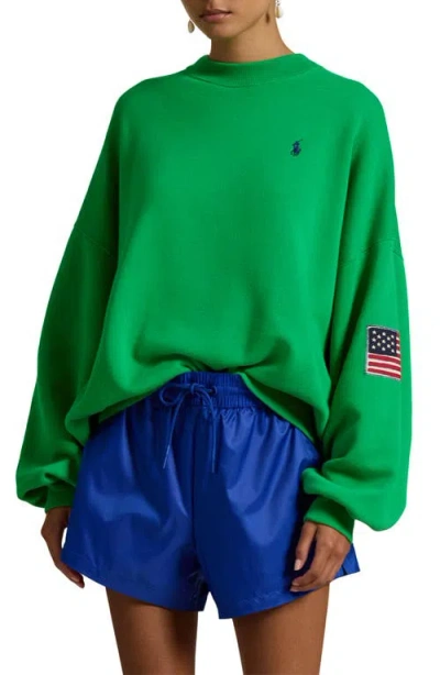 Polo Ralph Lauren Oversize Logo Fleece Sweatshirt In Bright Clover