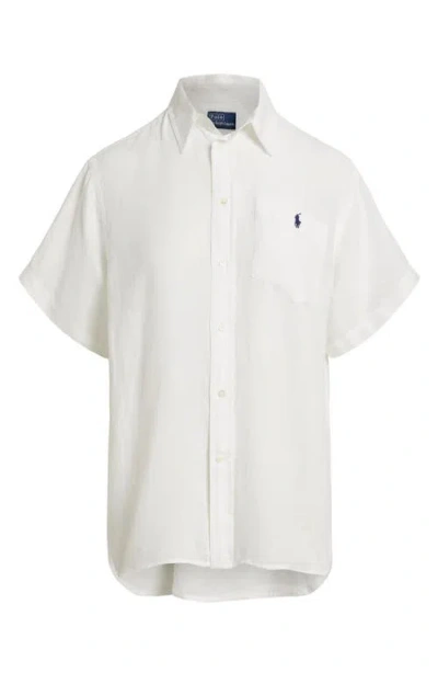 Polo Ralph Lauren Oversize Short Sleeve Linen Button-up Shirt In Yellow