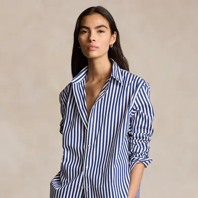 Polo Ralph Lauren Striped Cotton Shirt In White,blue