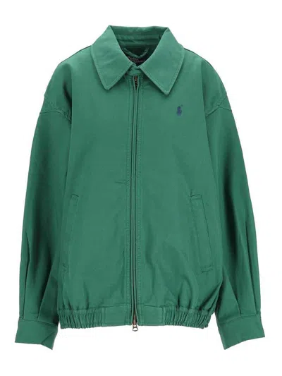 Polo Ralph Lauren Oversized Cotton Windbreaker In Green