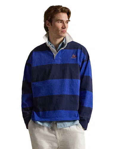 Polo Ralph Lauren Oversized Fit Stripe Jersey Rugby Shirt In Blue