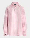 Polo Ralph Lauren Oversized Fit Striped Linen Shirt In White