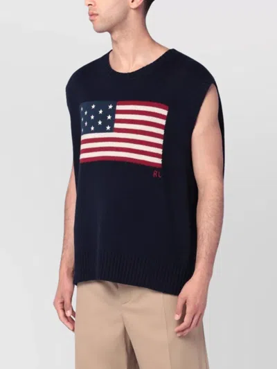 POLO RALPH LAUREN OVERSIZED FLAG MOTIF SLEEVELESS VEST