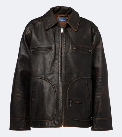 Polo Ralph Lauren Oversized Leather Jacket In Animal Print
