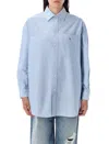 Polo Ralph Lauren Striped Oversized Oxford Shirt With Chest Pocket In Blue