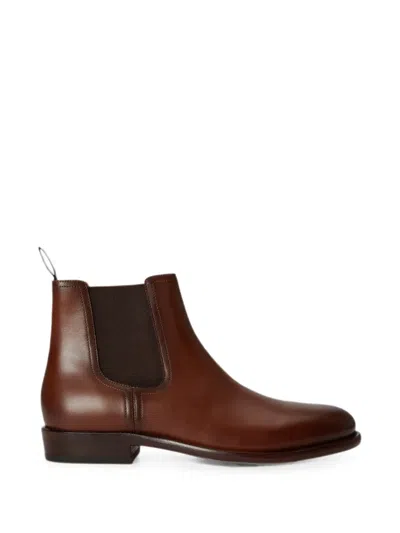 Polo Ralph Lauren Asher Leather Chelsea Boots In Brown