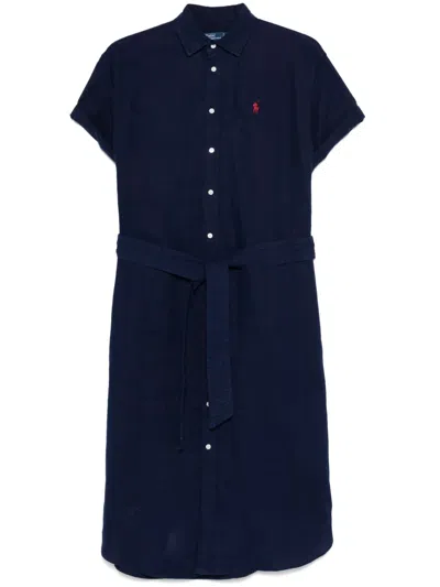 POLO RALPH LAUREN OXFORD BELTED MIDI DRESS