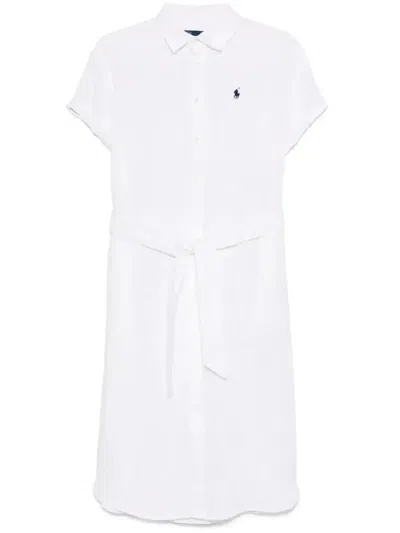 Polo Ralph Lauren Oxford Belted Midi Dress In White