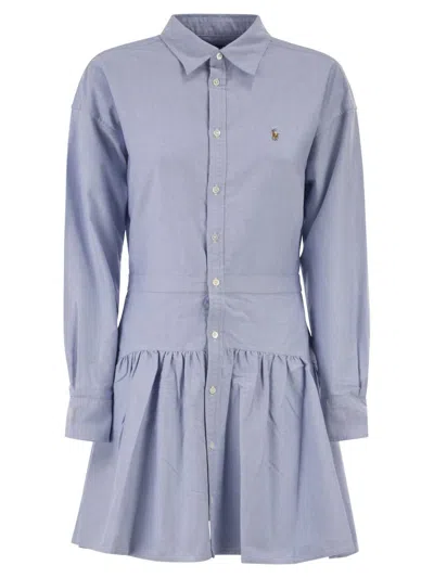 Polo Ralph Lauren Oxford Cotton Shirt Dress In Light Blue