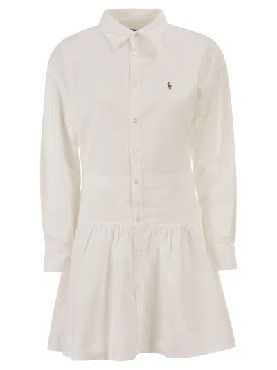 Polo Ralph Lauren Oxford Cotton Shirt Dress In Neutral