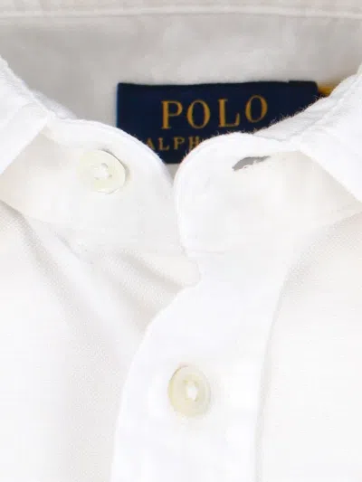 Polo Ralph Lauren Oxford Logo Shirt In Bianco