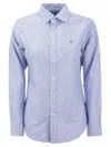 Polo Ralph Lauren Light Blue Shirt With Classic Collar And Pony Embroidery On The Front In Cotton Woman In Light Blue