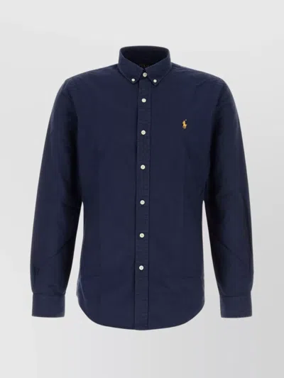Polo Ralph Lauren Oxford Shirt With Button-down Collar And Long Sleeves In Blue