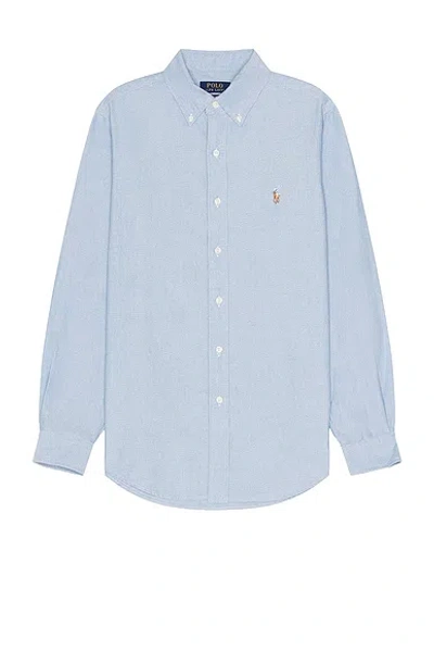 Polo Ralph Lauren Button-down Collar Logo-embroidered Cotton Oxford Shirt In Baby Blue