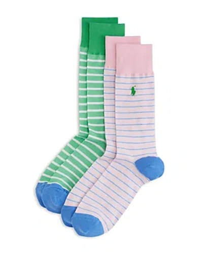 Polo Ralph Lauren Logo-embroidered Crew-length Pack Of Two Knitted Socks In Pink