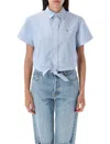 Polo Ralph Lauren Oxford Tie-front Cropped Shirt In Blue