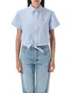 Polo Ralph Lauren Oxford Tie-front Cropped Shirt In Blue