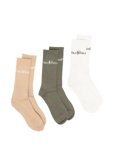 Polo Ralph Lauren Logo-embroidered Ribbed-knit Socks In Multi