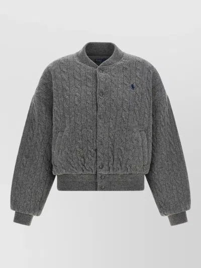 Polo Ralph Lauren Padded Cable Knit Bomber Jacket In Pattern