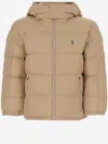 Polo Ralph Lauren Padded Down Jacket With Logo In Brown