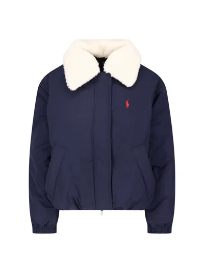 Polo Ralph Lauren Giacca A Vento Con Collo Shearling In Blue