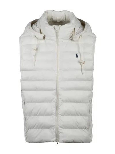 Polo Ralph Lauren Padded Vest With Removable Hood And Functional Design In Metallic