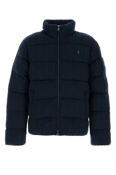 Polo Ralph Lauren Padded Wool-cashmere Jacket With Nylon Lining In Blue