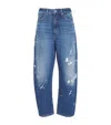Polo Ralph Lauren Womens Quibell Wash Paint-splatter Tapered-leg Mid-rise Jeans In Blue